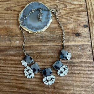 J. Crew Black & Clear Crystal Statement Necklace